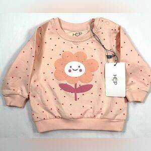 NWT HOP KIDS Baby Girls’ Indian Brand Polka Dot Floral Sweatshirt Size 6-9M